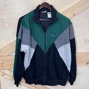 Vintage 90s Wilson Tennis Track Jacket Size Large Colorblock Streetwear Retro
